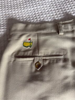 Brand New The Masters Collection Embroidered Golf Khaki Pleated Shorts logo new